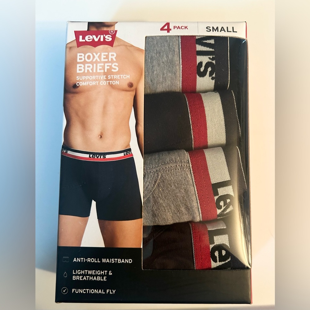 Levi's Men's Boxer Briefs Pack - Black, Gray, Red Waistbands